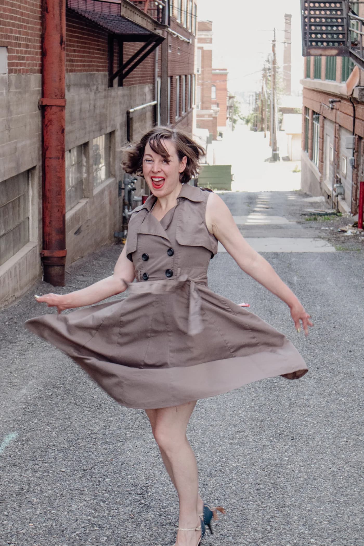 Aria Button-Front Shirt Dress